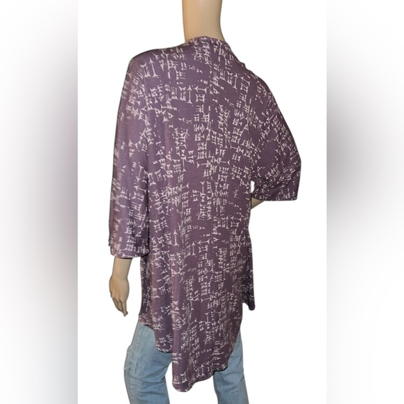 LuLaRoe Dusty Purple and White Open Front Lightweight Cardigan Small - Picture 4 of 5